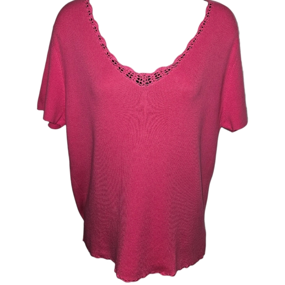 NWT Y2K Faded Glory Stretch Knit Detailed Neck & Hem Top